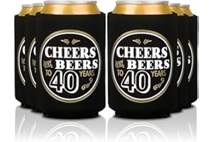 PRAZOLI PRODUCTS Prazoli 40th Birthday Can Coolers (12 Pack) - Happy 40 Birthday Decorations for Men, Cheers and Beers to 40 Years, Happy 40th Birthday Party Favors, Over The Hill Birthday Decorations 40th Party