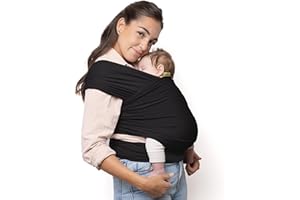 Boba Wrap – Black – Fascia Elastica Porta Bebè Neonato, Portabimbo Facile dalla nascita a 15kg