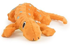goDog Amphibianz Gecko Squeaky Plush Dog Toy, Chew Guard Technology - Orange, Large