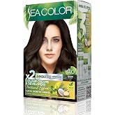 SEA COLOR Amonyaksız, Vegan, Doğal, Besleyici Kalıcı Sa&ccedil; Boyası%100 Beyaz Kapama (1 PAKET 2 x 50 ml Boya & OKSİDAN) (Kahve 4.