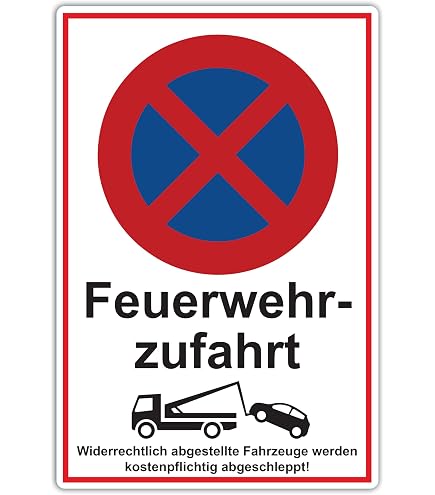 Panneau Pompiers zufahrt selon DIN 4066 Aluminium 10,5 x 29,7 cm (Bouclier de protection contre l'incendie, de stationner Allée freihalten) praxisbewährt, résistant aux intempéries