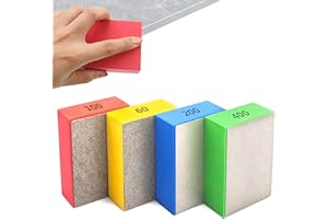 Aobuviou 4pcs Tile Polishing Pad Diamond Hand Polishing Pad Porcelain Sanding Blocks Glass Polishing Kit for Concrete Stone Granite Marble Ceramic 60# 100# 200# 400#