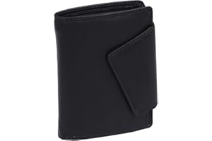 Portfel damski LEAS RFID, prawdziwa skóra, czarna kolekcja pań", czarny, 17x9,5 cm, czarny, 17x9,5 cm