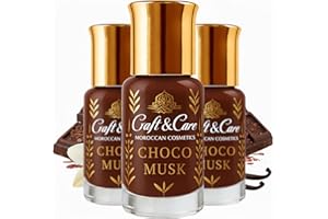 Craft & Care – Choco Musk Perfume Árabe Hombre & Mujer | Aceite Perfumado SIN ALCOHOL | Dulce Chocolate & Vainilla con Musk, Larga Duración, Portátil, Ideal para Layering (3 Unidades, Choco)