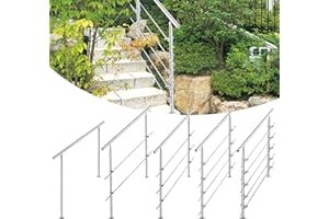 Jopassy Pasamanos de acero inoxidable para escaleras de 120 cm, 4 travesaños para interiores y exteriores - Barandilla segura y duradera para escaleras