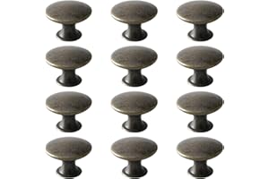 Beilala Antique Cupboard Door Knobs Bronze, 12 Pack Round Metal Wardrobe Handles Kitchen Cabinet Pulls with Screws for Chest of Drawers Furniture Dresser Door, 30x21mm