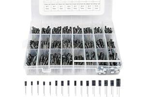 Nizirioo Set di condensatori elettrolitici, 500 pezzi, condensatori a 24 valori, alluminio, 0,1 uF fino a 1000 uF con scatola di immagazzinaggio, 10 V, 16 V, 25 V, 50 V