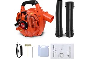 D LIAN DONG 26cc Petrol Leaf Blower, Handheld Leaves Blowing Dust Snow with Adjustable Shoulder Strap for Patio Cleaning, Lawn Care, Leaves Garden - Orange