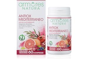 Armores Natura Integratori Alimentari, Antiox Mediterraneo, Integratore Antiossidante, a Base di Melograno, Foglie di Olivo, Semi d'Uva, Pompelmo e Mirtillo, Vegano, 60 Compresse