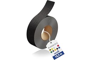 wolk Antirutsch Klebeband R13 Schwarz (50,0 mm x 18,3 m) – Selbstklebendes Anti-Rutschband für Treppen, Rampen & Böden – Rutschhemmung nach BGR 181 – Innen & Außen, extrem belastbar