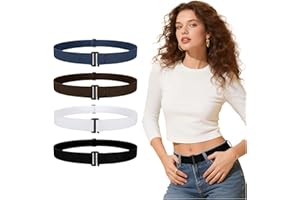JASGOOD 4 Pièces Ceinture sans Boucle Femme Homme Ceinture Élastique Invisible Réglable