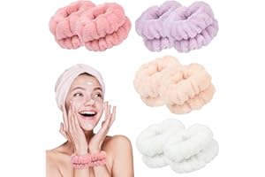 SHINTOP Wrist Bands for Face Washing, 8Pcs Skincare Face Wash Wristbands Microfibre Absorbent Wrist Towels Wash Bands for Makeup, Spa Cleansing Cuffs to Keep Liquid from Spilling Down Arms