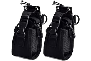 HYSHIKRA Custodia per radio multifunzione 3 in 1, compatibile con Kenwood Yaesu Icom Motorola Baofeng UV5R UV82 TYT UV5RA HYT 888S radio walkie talkie (2 pezzi), Nero , Supporto per borsa