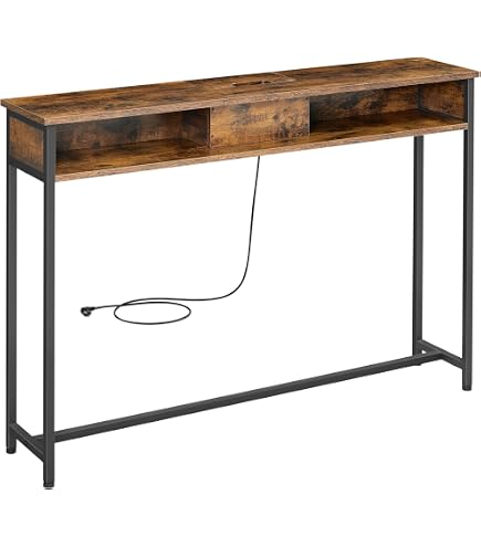 Tables Consoles Ultra-fines Lot De 2 – Largeur 240 Cm, 15 Cm De Profondeur, Avec Multiprise USB/USB-C, Blanc