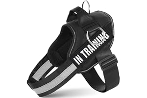 JUSTYEZI No Pull Dog Harness, Adjustable Assistance Service Dog Vest with Buckle, Reflective No-Choke Pet Vest Puppy Harness with Easy Control Handle for Training