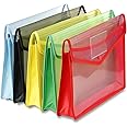 A4 Plastic Wallets, 5 Pcs Popper Wallet Plastic Document Folder Premium Pockets Files Envelope for School Office Home, with Snap Closure,Large Capacity