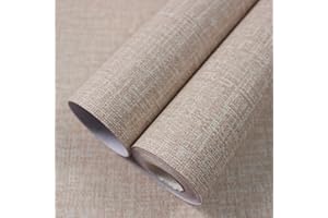 WADILE Carta da Parati Adesiva Effetto Lino per Muro – Rivestimento Murale in Tessuto di Lino Autoadesivo, Decorativa per Camera da Letto, Facile da Applicare e Rimovibile Cachi 40cm x 10m