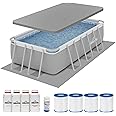 Dellonda 13ft Deluxe Steel Frame Swimming Pool Rectangular with Accessories - DL139