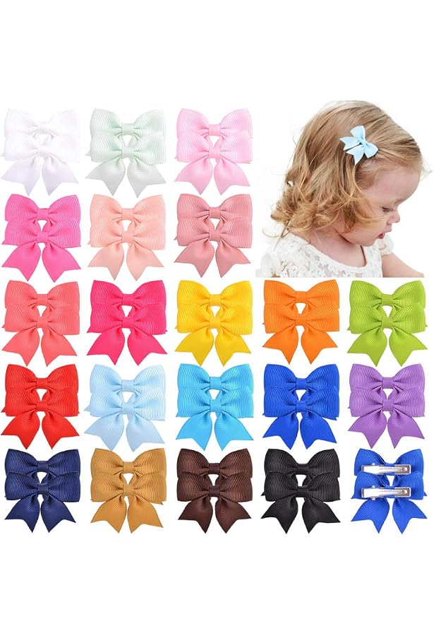 Lot De 20 Barrettes à Cheveux En Tissu Pour Petite Fille - 10 Couleurs Assorties - Pince Crocodile
