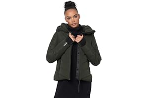 MARIKOO Winterjacke Damen (XS-3XL) - Wasserabweisend, Warm, Kapuze abnehmbar, Winddicht - Steppjacke, Frauen - Stehkragen, 4 Taschen, verlängerter Zipper