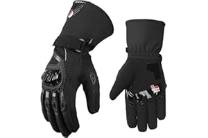 KEMIMOTO Guanti Moto Invernali, Guanti da Moto Termici Uomo Donna con Touch Screen e Impermeabile Protezione, Adatti da 0°C a 5°C, Ideali per Motociclismo a Ciclismo