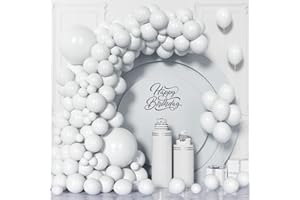 Unisun Globos Blancos, 130 Piezas Globos Blancos Kit Arco Guirnalda, 5/9/10/12/18 Pulgadas Globo Blanco Mate para Mujeres Niñas Bodas Cumpleaños Fiestas Baby Shower Princesas Nupciales Decoraciones