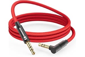 ANNNWZZD Jack kablowy, audio 3,5 mm męski 90 stopni, stereofoniczny kabel jack do gniazda audio, pleciony nylonowy kabel pomocniczy do radia samochodowego, tablet MP3 1M, LK-AL1203X