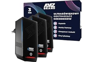 AMZ BRAND Ultradźwiękowy odstraszacz szkodników 3 Pack-Mocny środek odstraszający myszy - 3 tryby pracy - Szeroki zakres częstotliwości urządzenia do zwalczania szkodników - Idealny na myszy, szczury