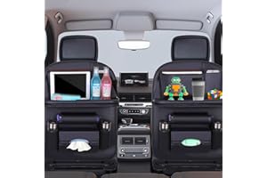 TEL CHARME * Organizador de protección de respaldo, organizador de asiento de coche con soporte de mesa, respaldo de coche, soporte con organizador de múltiples bolsillos