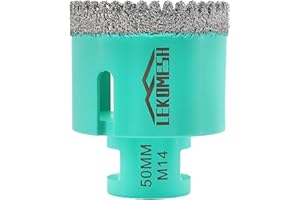 Diamond Tile Core Drill Bit - 50mm Tile Hole Saw Cutter for Porcelain Ceramic Granite Marble Stone, LEKOMESH, M14 Thread