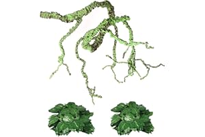 Pinvnby, rampicante flessibile a forma di ramo giungla rettile, rampicante artificiale, in plastica, foglie di terrario per animali domestici, decorazione per lucertola, rane, serpenti, 3 pezzi