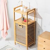Porsima 2063 2 Raflı Ahşap Kirli Sepeti Organizer Banyo Dolabı Ahşap