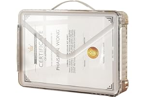 Elezeal Clear Storage Boxes with Lid - A4 Transparent Paper Storage Organiser with Handle and Portable Project Case Organizer for Storing Certificates, Scrapbook, Toys, and Invoices