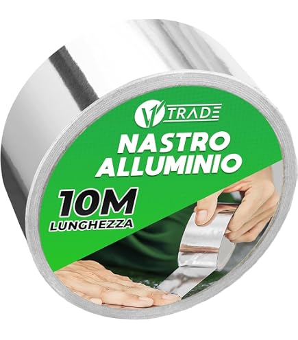 Nastro adesivo in alluminio per alte temperature rotolo 50 mm x 10 m