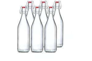 EIDOCT Glass Bottles with Airtight Stoppers & Swing Top Lids Clear Preserve Jars for Home Brewing, Beer, Wine, Kombucha, Juice, Oil, Vinegar, Beverages & Mead Making Kit