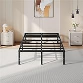 Yaheetech Double Bed 140x200x41.5cm Metal Quick Assembly Black | Double Steel Bed Frame with Storage Space