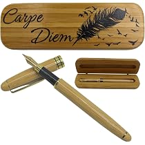 Penna Stilografica In Vetro Con Manico In Legno Color Caffè | Strumento Di Scrittura Elegante E Decorativo Per Ufficio Creativo - 3