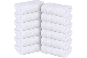 Infinitee Xclusives - 12 Pack Face Cloths |30x30 cm| 100% Cotton Wash Cloths - Ultra Soft & Highly Absorbent Fingertip Towels for Spa, Gym, Hotel & Bathroom |Brilliant White|