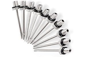 iJiGui Pompe à Ballon (Lot de 10), Aiguilles de gonflage, Aiguilles de Gonflage en Acier Inoxydable, pour Basketball, Football, Volleyball, Rugby, Handball, Waterpolo