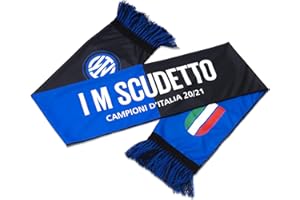 Inter Sciarpa I M Scudetto 20-21, Campioni d'Italia, Poliestere Bufanda, Unisex Adulto, Negro/Azul, Talla única