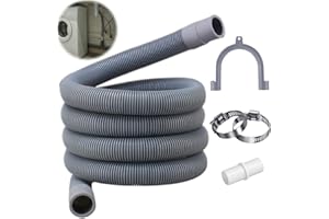 Seasboes 2 m wąż odpływowy, przedłużenie węża odpływowego, zagięty wąż z tworzywa sztucznego z uchwytem i zaciskami do pralki, zmywarki, suszarki