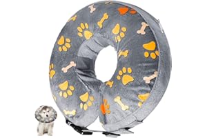 AKOFIC Inflatable Recovery Collar for Dogs & Cats, Soft & Comfortable, Prevents Licking & Biting Wounds, Cute Donut Design (Medium)