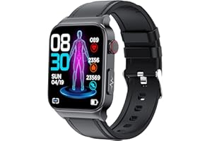 MOREASE Smart Watch Blutzuckermessgerät, E500 Blutzucker Fitness Monitor mit EKG PPG Körper Herzfrequenz Temperatur Blutdruck Sauerstoffmessung, Sport Wasserdichte Smartwatch für Männer und Frauen (Schwarz-B)