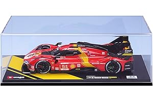 Bburago - Ferrari Deluxe - 499P LMH 2023#51 Pôle Position aux 24h du Mans 2023 - Voiture de Course Miniature à l'échelle 1:18 - avec Portes et Capot Ouvrants - à Collectionner dès 3 Ans