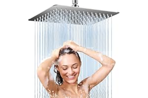 WEICLIANHP Tete de douche Pluie Carré en Acier Inox 30CM - Haute Pression Pommeau Douche, Économiseur d'Eau, Anti-Calcaire, 324 Buses Silicone, Rotation 360°, Installation Facile, Finition Chrome