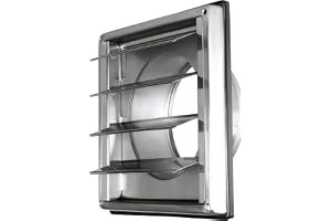 DOMUX Ventilationsgaller Rostfritt 125mm med Backspjäll – Utsläppsgaller för Fasad till Köksfläkt, Torktumlare, Badrum – Rörl