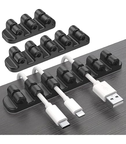 Cozlly 10 Clip Portacavi In Silicone Adesive Per Scrivania E Parete - Organizza Cavi USB, Elettrici, Di Rete - Bianco, Multicanale
