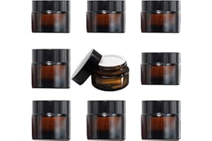 ‎TOKINCEN TOKINCEN 8 Stück 20ml 30ml Amber Glas Leerdose klarer Tiegel Cremedose Leer Leerdose Leere Nachfüllbare Behälter Braunen Glasbehälter mit Deckel und Liner für Kosmetik Cremes Lotionen ätherische Öle
