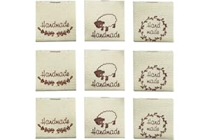 WiYould 150 Pcs Clothing Sewing Labels Handmade with Love Woven Sewing Labels Handmade Embroidered Tag Labels(3 Types)