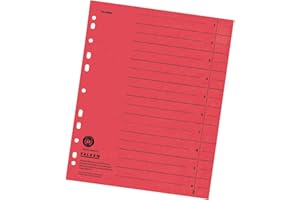 Przekładki kartonowe Falken 100 szt. czerwone A4 z indeksem. Wyprodukowano w Niemczech. Przekładki do segregatorów, przekładki organizacyjne certyfikat Błękitny Anioł